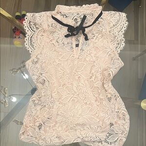 🩰 WHBM Lace Bow Blouse | Coquette Parisian Chic - Ballet Core 🎀